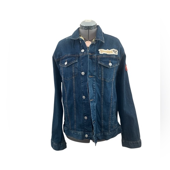 Disney Parks Mickey Mouse Denim Jacket L Embroidered Patches Rare Exclusive - Picture 5 of 13